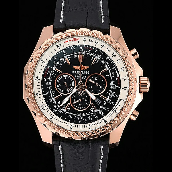 Breitling Bentley Motors Speed Gold Case Black Dial Black Leather Bracelet new60128