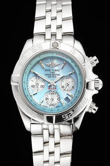 Breitling Chronomat Quartz Light Blue Dial Stainless Steel Case And Bracelet new122882