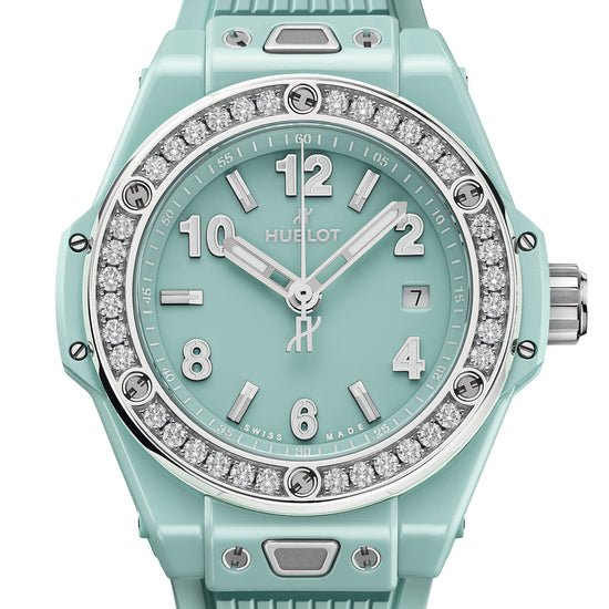 Hublot Replica Watch Big Bang One Click Mint Green Ceramic Diamonds 33, 485.GS.5271.RX.1204