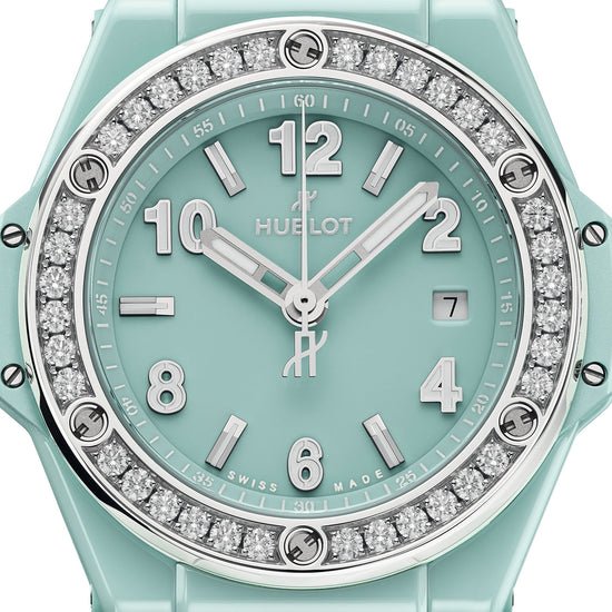 Hublot Replica Watch Big Bang One Click Mint Green Ceramic Diamonds 33, 485.GS.5271.RX.1204