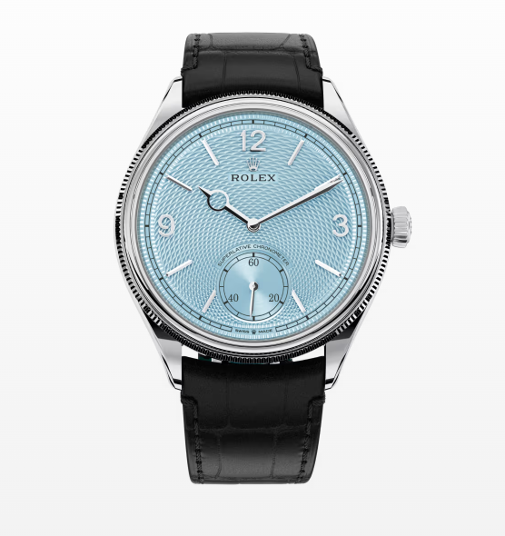 Replica Rolex Perpetual 1908 Platinum Black Leather Strap 39MM Watch