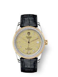 Tudor Replica Watch Glamour Date, Stainless Steel and 18k Yellow Gold with Diamond-set dial and Diamond-set bezel, 36mm, M55023-0052